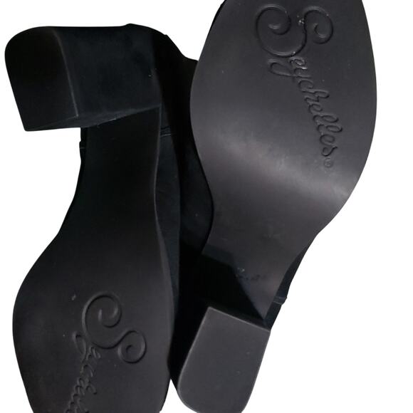 Seychelles Womens Black Suede Strappy Leather Peep Toe Ankle Booties 7M - Picture 8 of 8